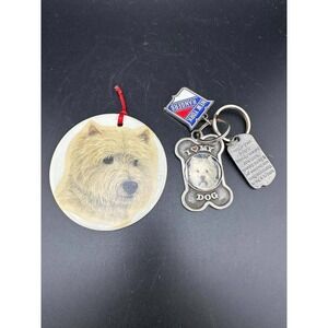 Westie Dog Keychain Ornament NY Rangers Pin & Vintage Novelty Lot - 051/1 (151)